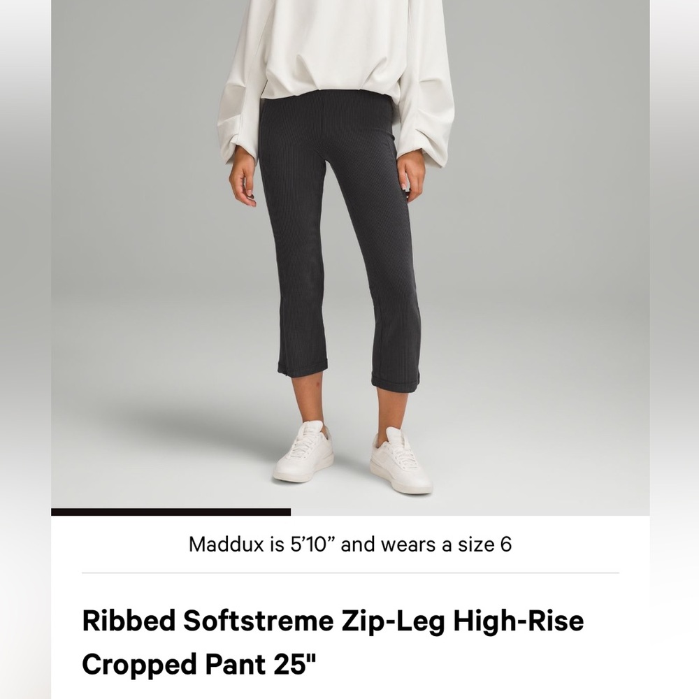 Lululemon Ribbed Softstreme Zip-Leg High-Rise Cropped Pant 25"